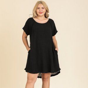 Umgee Plus Black Dalmatian Print Back Dress